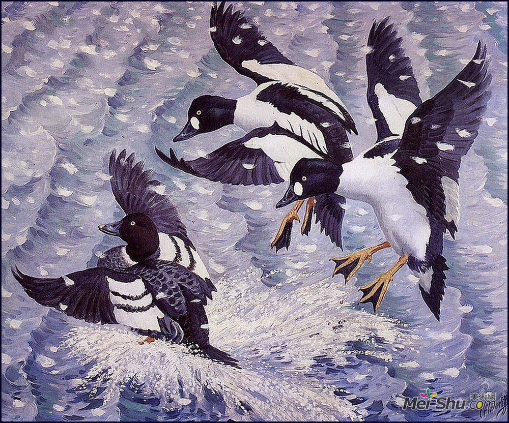 查尔斯·图尼克利夫(Charles Tunnicliffe)高清作品《暴风雪中的金色》