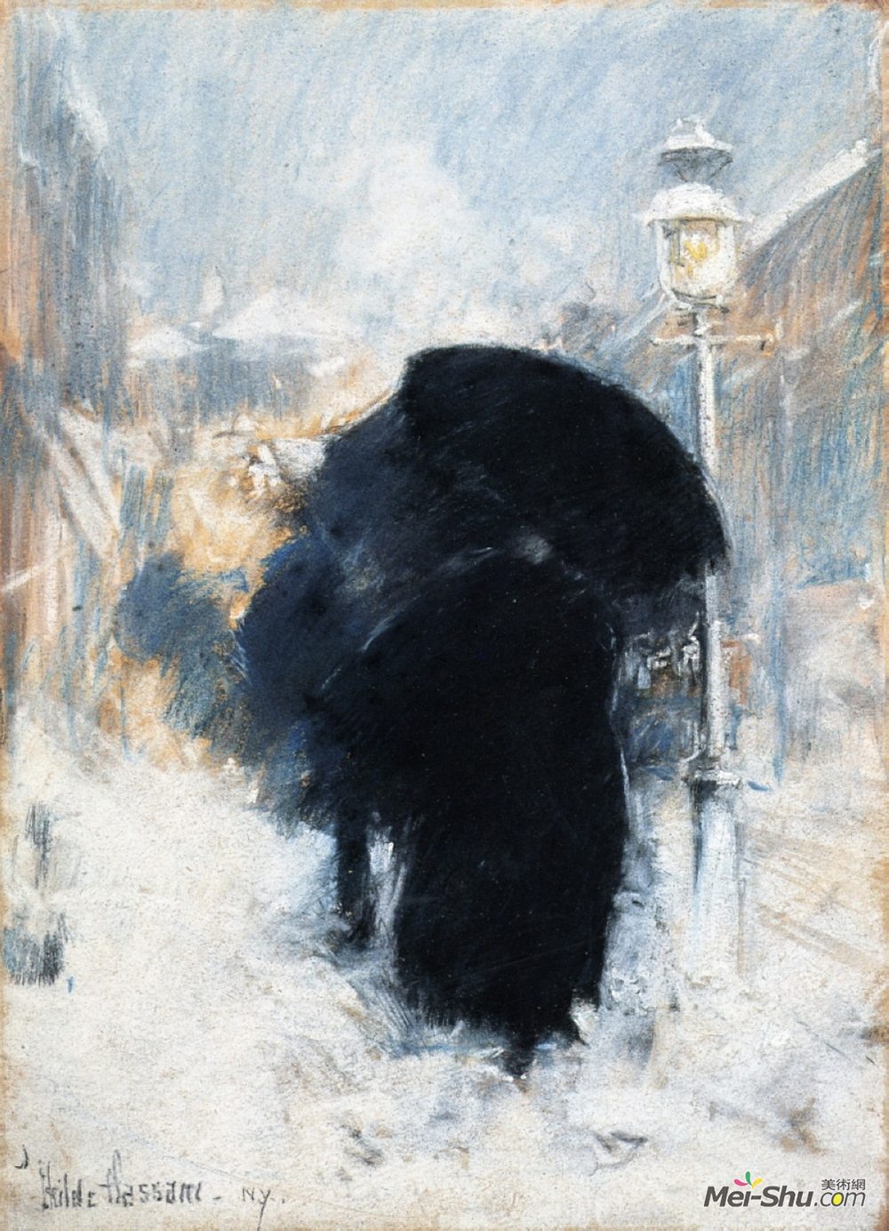 施尔德·哈森(Childe Hassam)高清作品《纽约暴风雪》