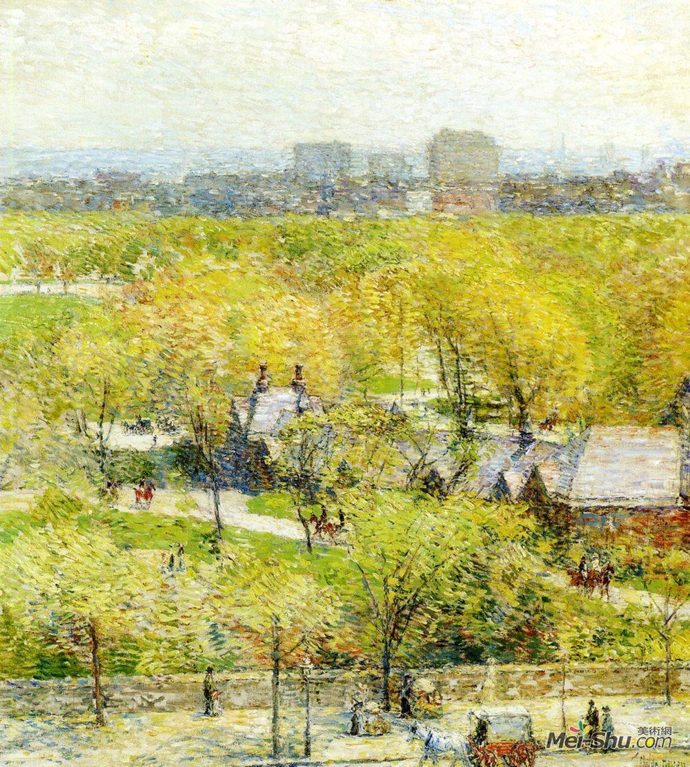 施尔德·哈森(Childe Hassam)高清作品《穿过公园》