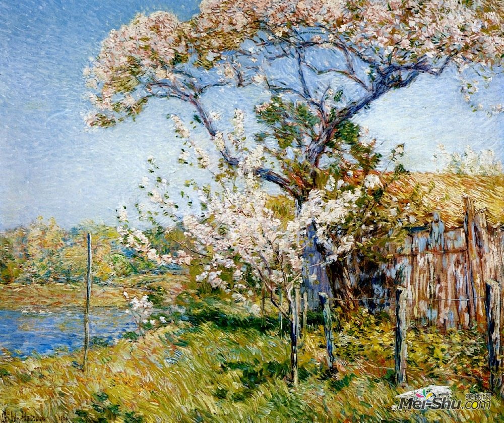 施尔德·哈森(Childe Hassam)高清作品《旧莱姆盛开的苹果树》