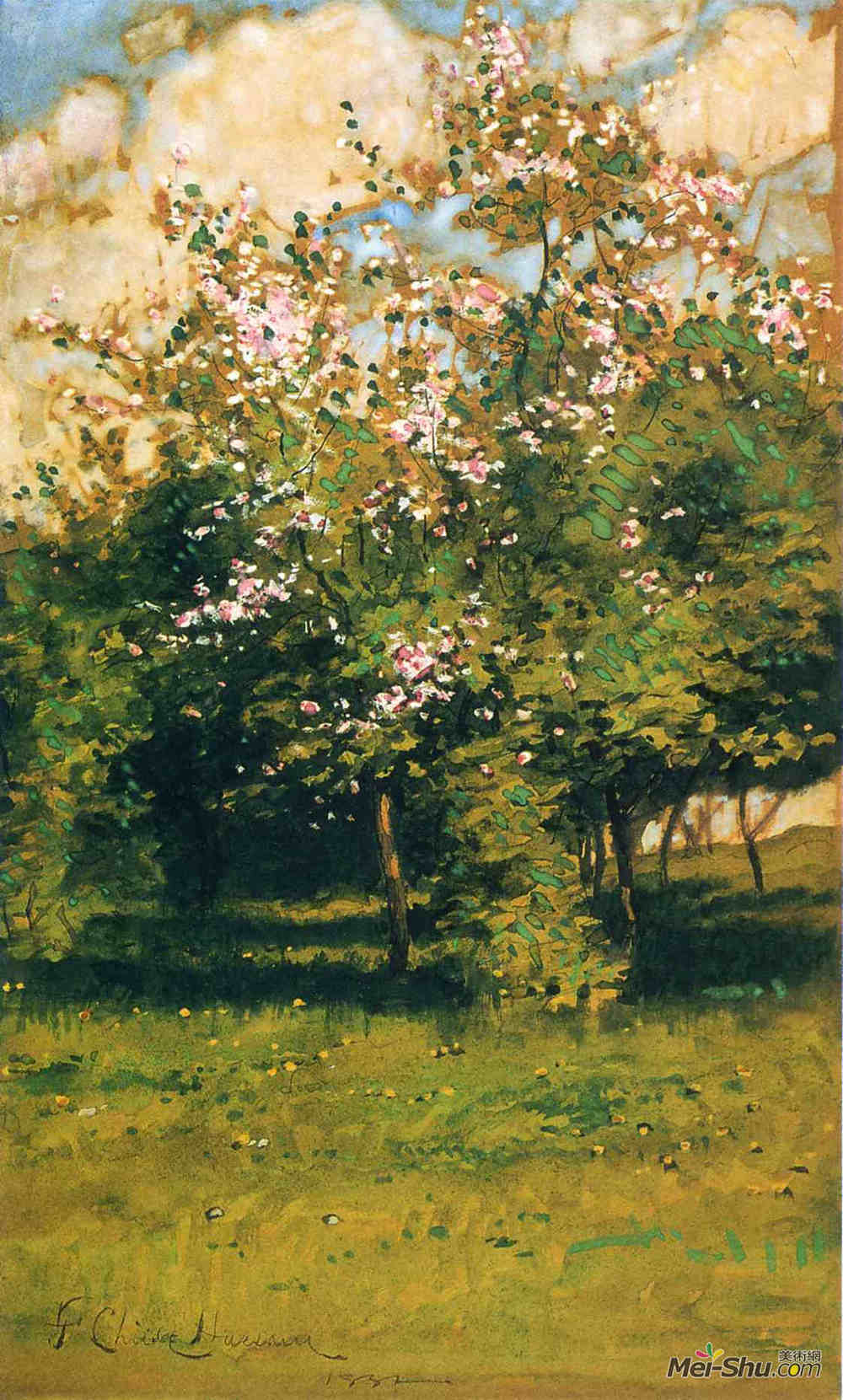 施尔德·哈森(Childe Hassam)高清作品《开花的树》