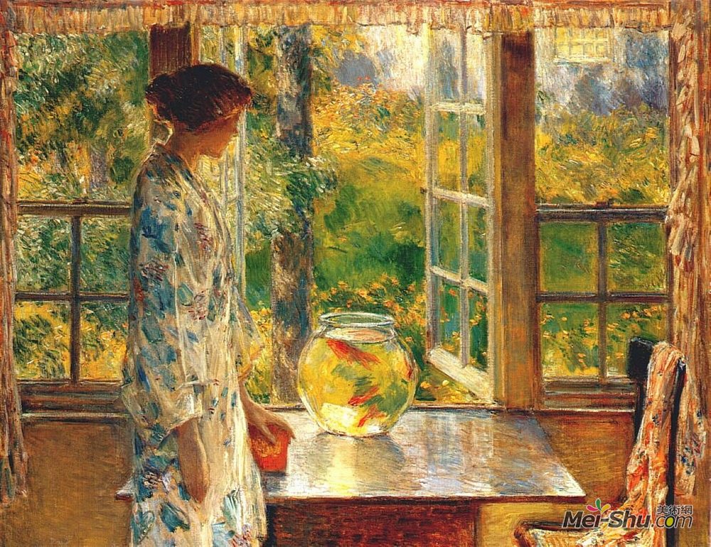 施尔德·哈森(Childe Hassam)高清作品《金鱼碗》