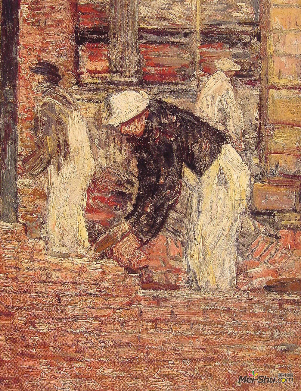 施尔德·哈森(Childe Hassam)高清作品《砌砖工人》