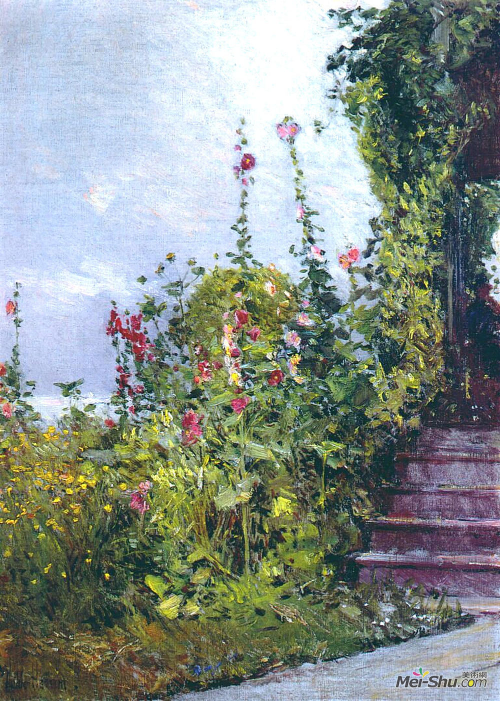 施尔德·哈森(Childe Hassam)高清作品《Celia Thaxter's Garden, Appledore, Isles of Shoals》