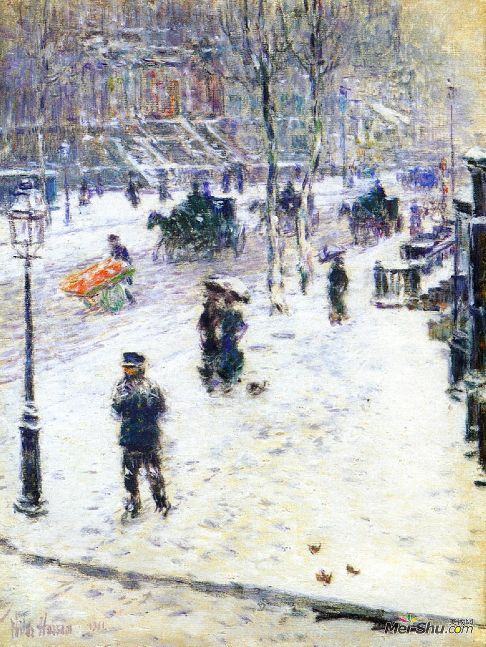 施尔德·哈森(Childe Hassam)高清作品《冬季第五大道》