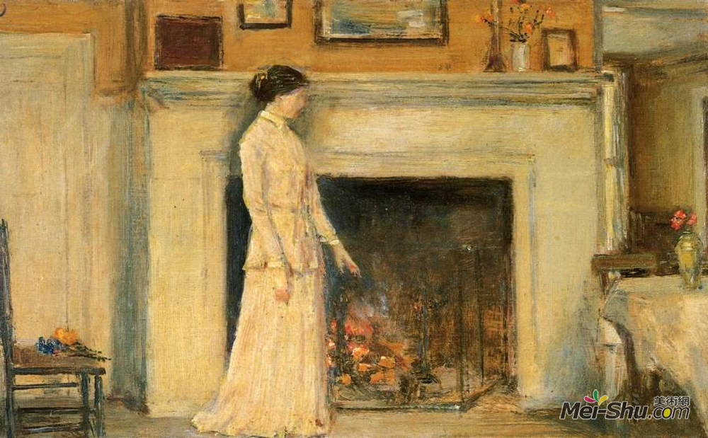 施尔德·哈森(Childe Hassam)高清作品《站着的女孩》