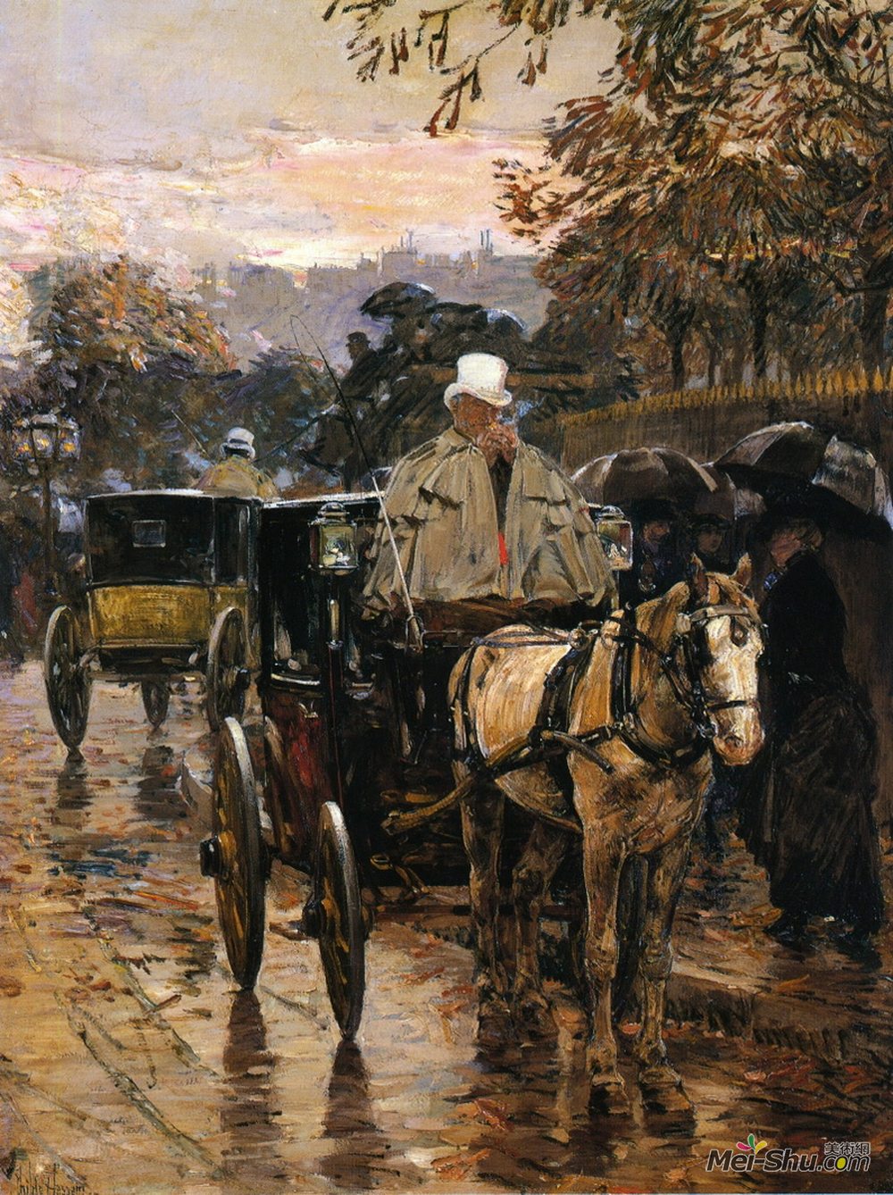 施尔德·哈森(Childe Hassam)高清作品《Hackney Carriage, Rue Bonaparte (also known as Fiacre, Rue B》