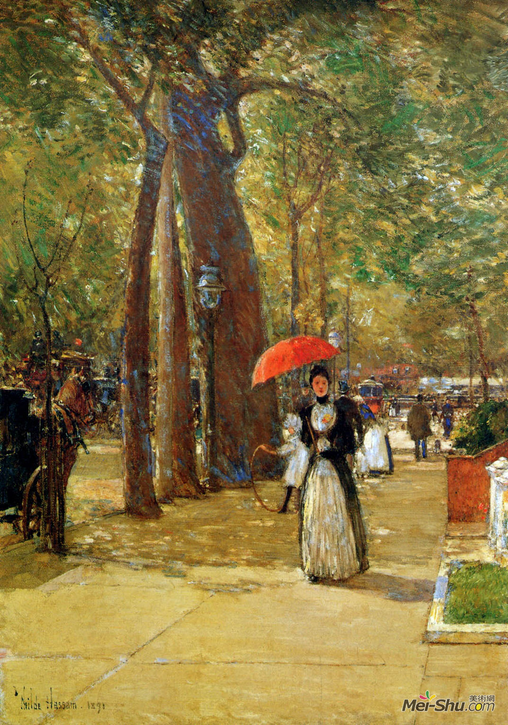 施尔德·哈森(Childe Hassam)高清作品《Hassam Childe Fifth avenue at Washington square Sun》