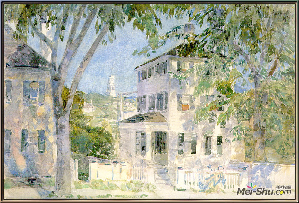 施尔德·哈森(Childe Hassam)高清作品《朴茨茅斯哈桑姆街》
