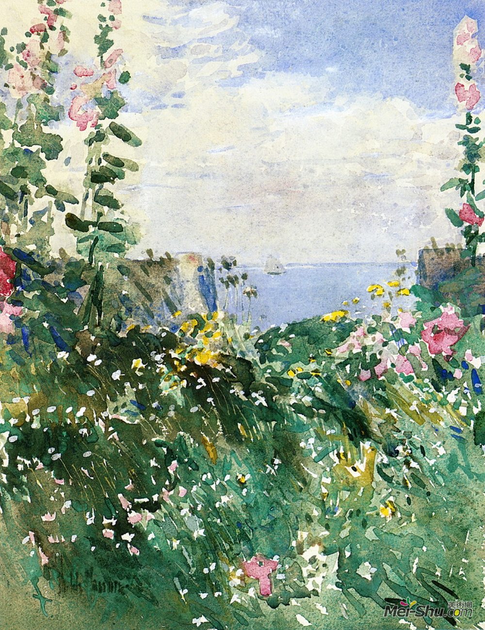 施尔德·哈森(Childe Hassam)高清作品《Isles of Shoals Garden, Appledore》