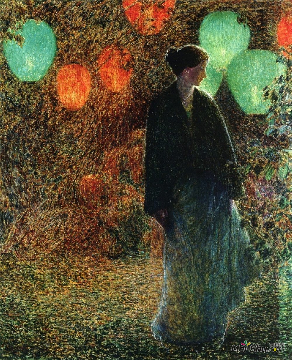 施尔德·哈森(Childe Hassam)高清作品《七月之夜》