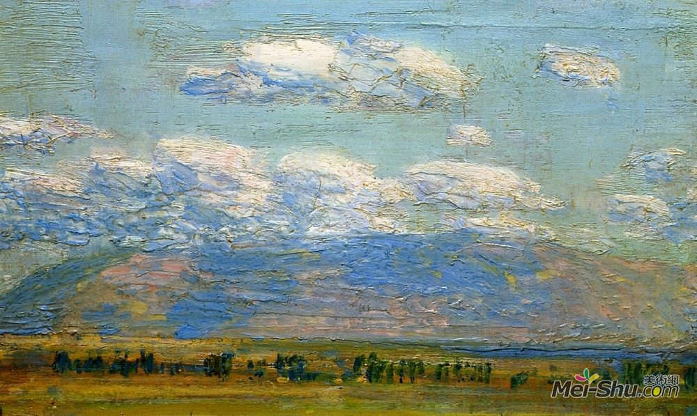 施尔德·哈森(Childe Hassam)高清作品《爱达荷州山岳家园》