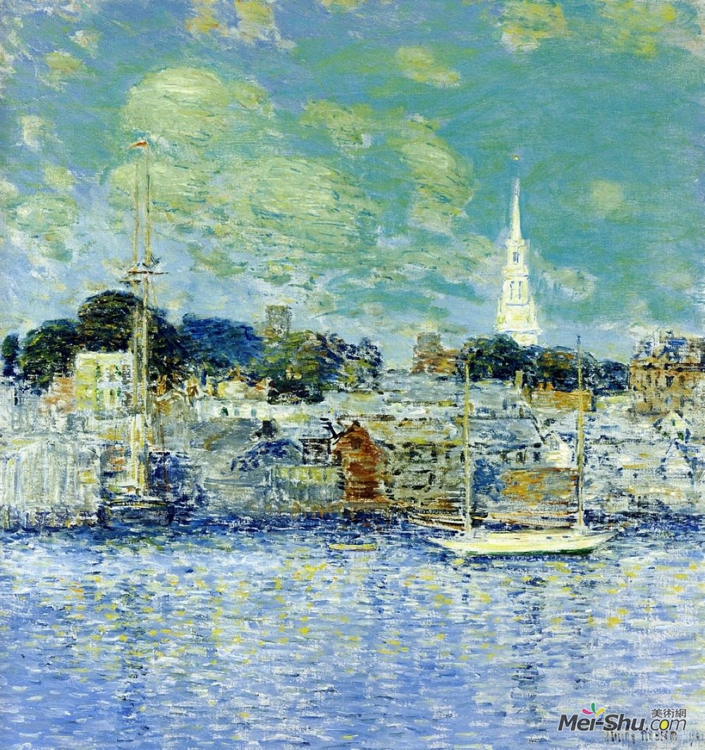 施尔德·哈森(Childe Hassam)高清作品《新港滨水区》