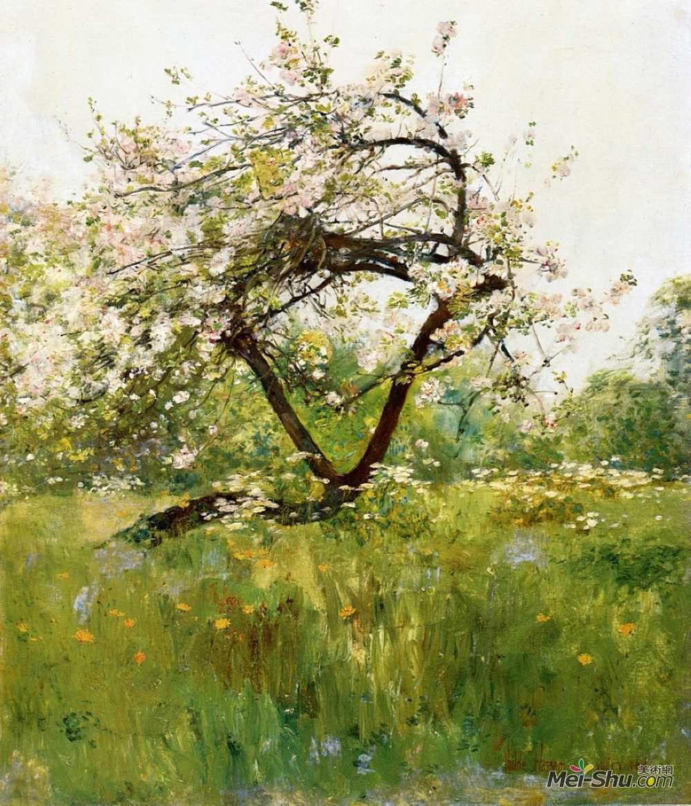 施尔德·哈森(Childe Hassam)高清作品《Peach Blossoms - Villiers-le-Bel》