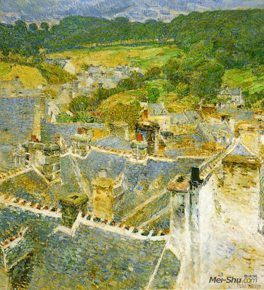 施尔德·哈森(Childe Hassam)高清作品《Rooftops, Pont-Aven》