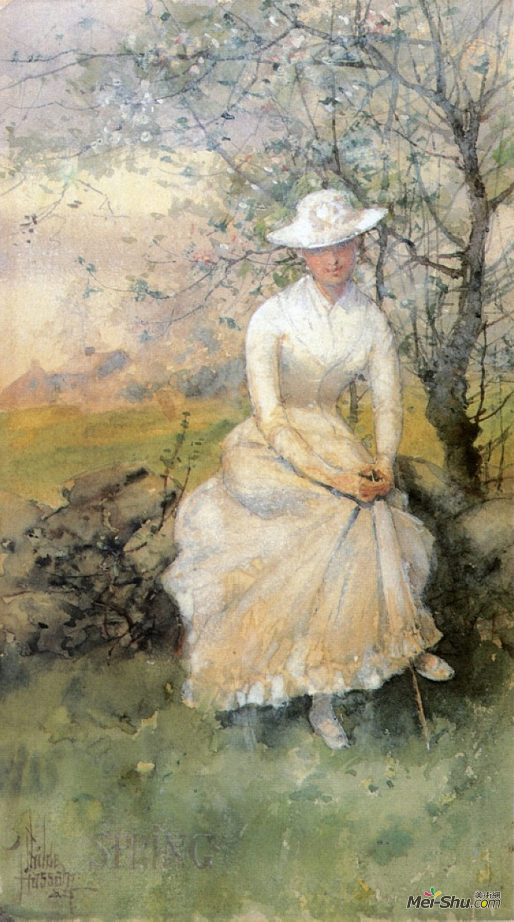 施尔德·哈森(Childe Hassam)高清作品《春天（艺术家的妹妹）》