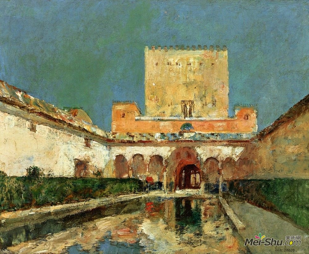 施尔德·哈森(Childe Hassam)高清作品《阿罕布拉（亦称哈里发的夏宫，格拉纳达，温泉》