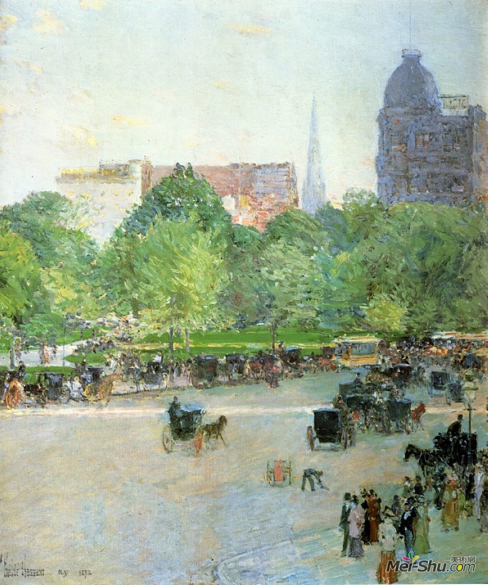 施尔德·哈森(Childe Hassam)高清作品《联合广场》