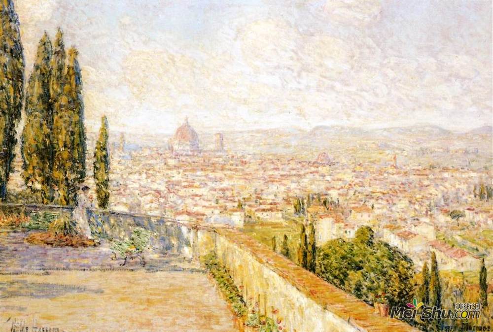 施尔德·哈森(Childe Hassam)高清作品《从圣米尼亚托看佛罗伦萨》