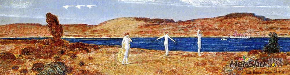施尔德·哈森(Childe Hassam)高清作品《对阿波罗神圣的天鹅》