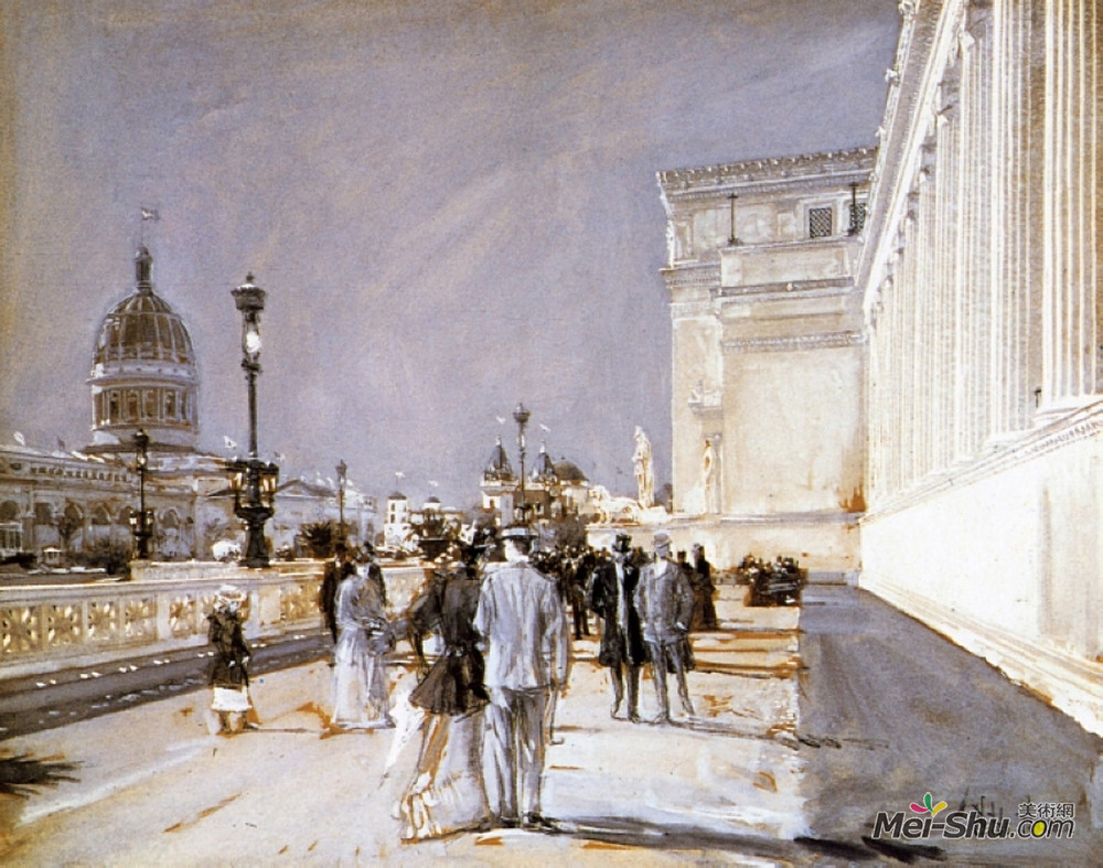 施尔德·哈森(Childe Hassam)高清作品《芝加哥世界博览会》