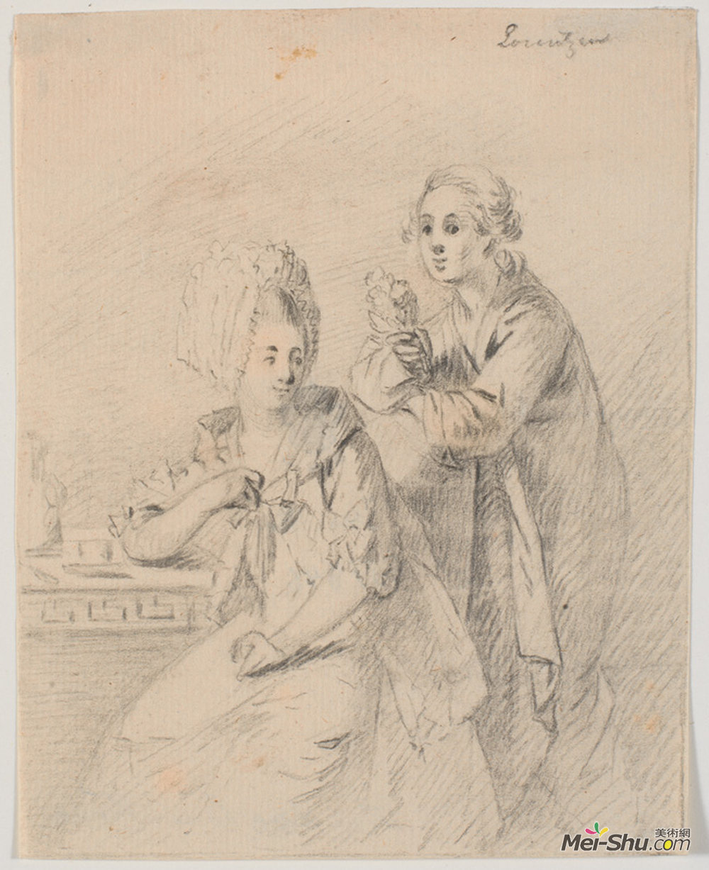 克里斯蒂安·奥古斯特·洛伦兹(Christian August Lorentzen)高清作品《Portrait of Frederik Carl Trant and His Wife Cornelia N&》