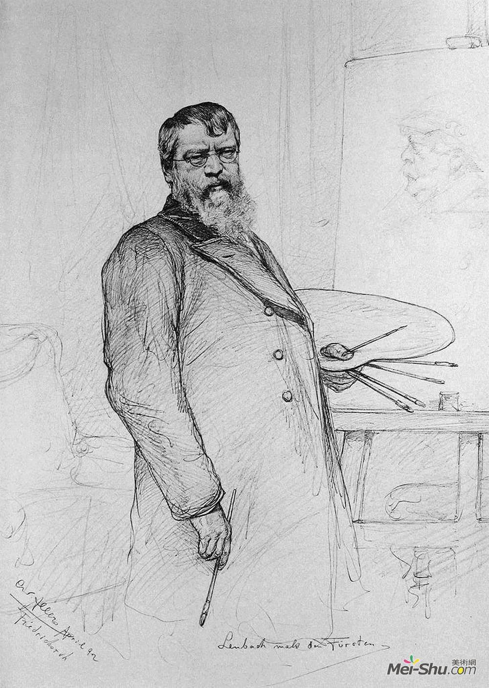克里斯蒂安·阿勒斯(Christian Wilhelm Allers)高清作品《German Painter Franz von Lenbach》