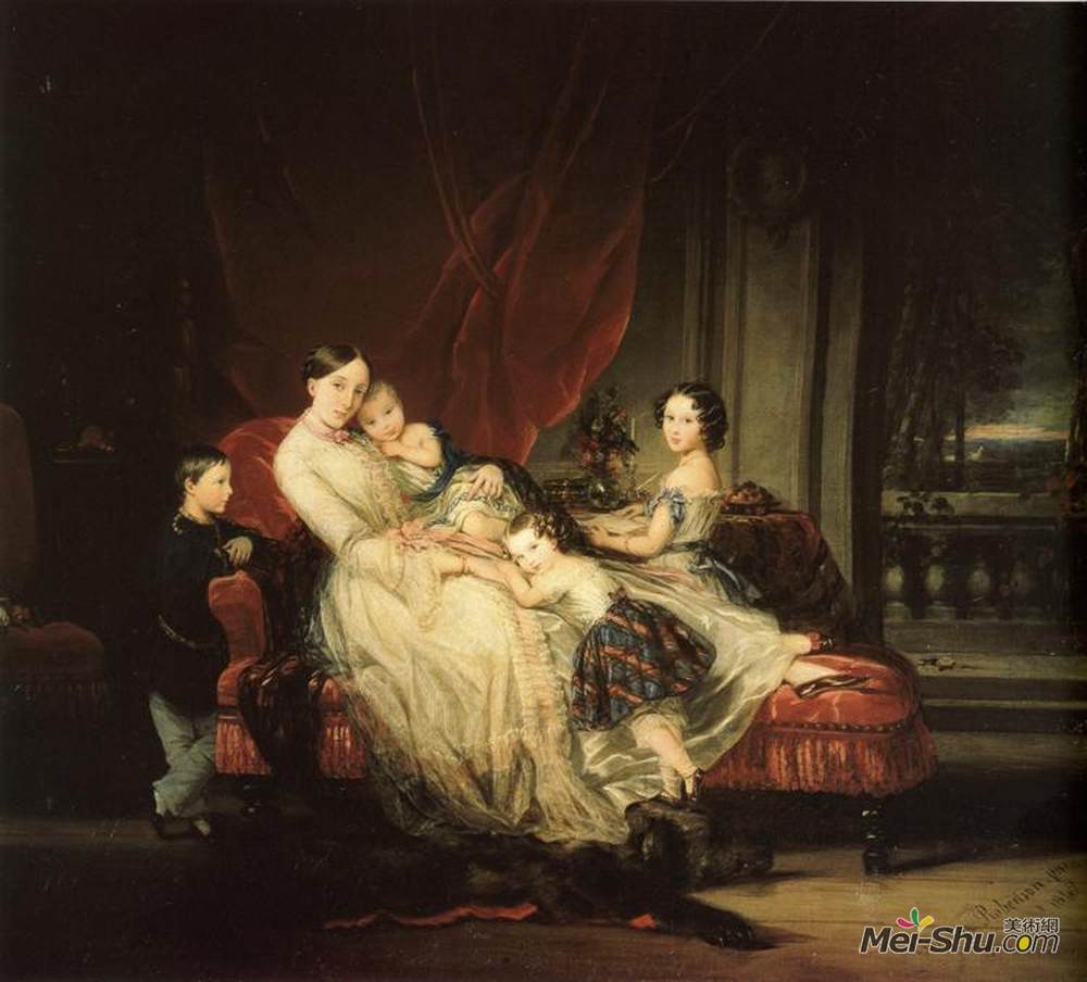 克里斯蒂安那·罗伯特森(Christina Robertson)高清作品《Grand Duchess Maria Nikolaevna with Her Children》