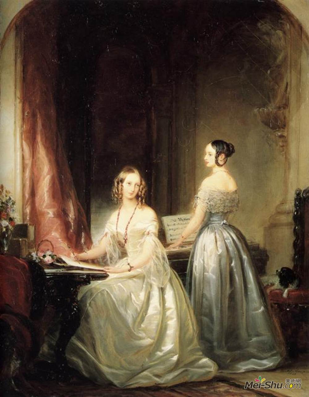 克里斯蒂安那·罗伯特森(Christina Robertson)高清作品《Portrait of Grand Duchesses Olga Nikolaevna and Alexandra Ni》