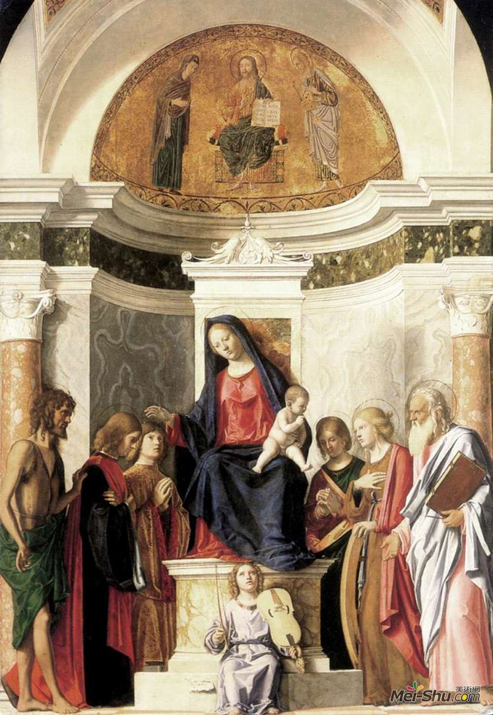 西玛·达·科内利亚诺(Cima da Conegliano)高清作品《麦当娜和孩子一起登基》