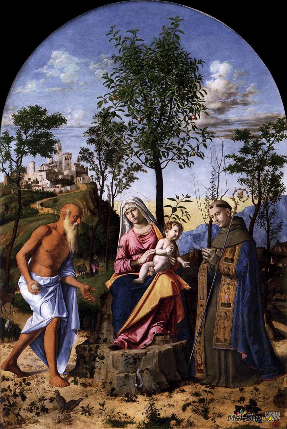 西玛·达·科内利亚诺(Cima da Conegliano)高清作品《橙树的麦当娜与图卢兹和圣卢多维奇》