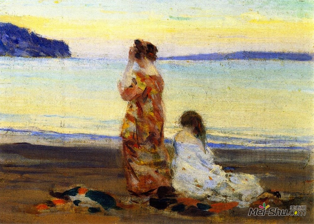 克拉伦斯·加格诺(Clarence Gagnon)高清作品《Beach Scene, Baie-Saint-Paul》