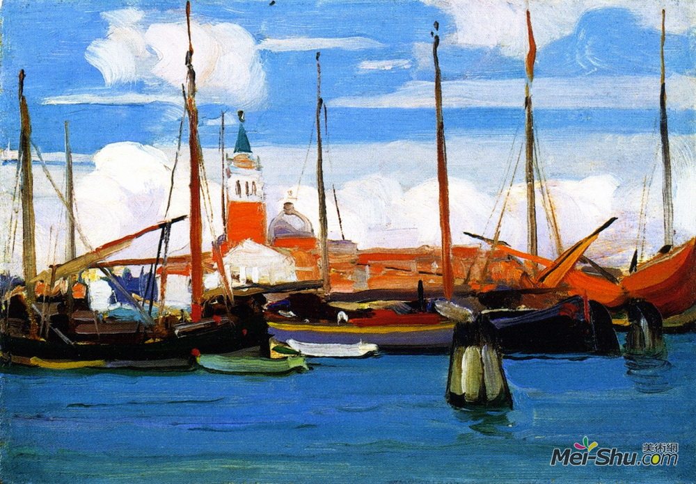 克拉伦斯·加格诺(Clarence Gagnon)高清作品《San Giorgio Maggiore from the Giudecca, Venice》