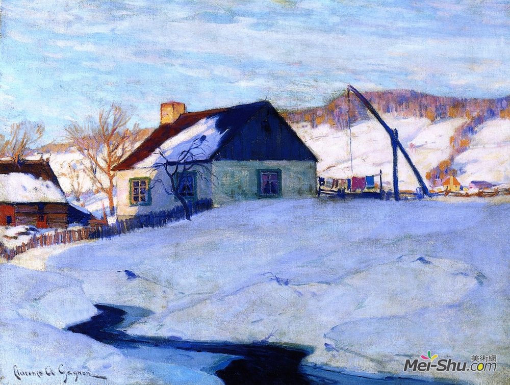 克拉伦斯·加格诺(Clarence Gagnon)高清作品《日落诺曼底》