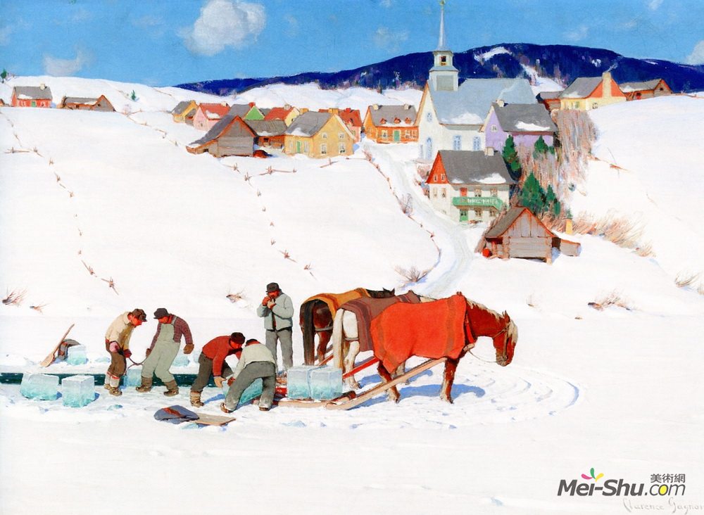 克拉伦斯·加格诺(Clarence Gagnon)高清作品《冰的收获》