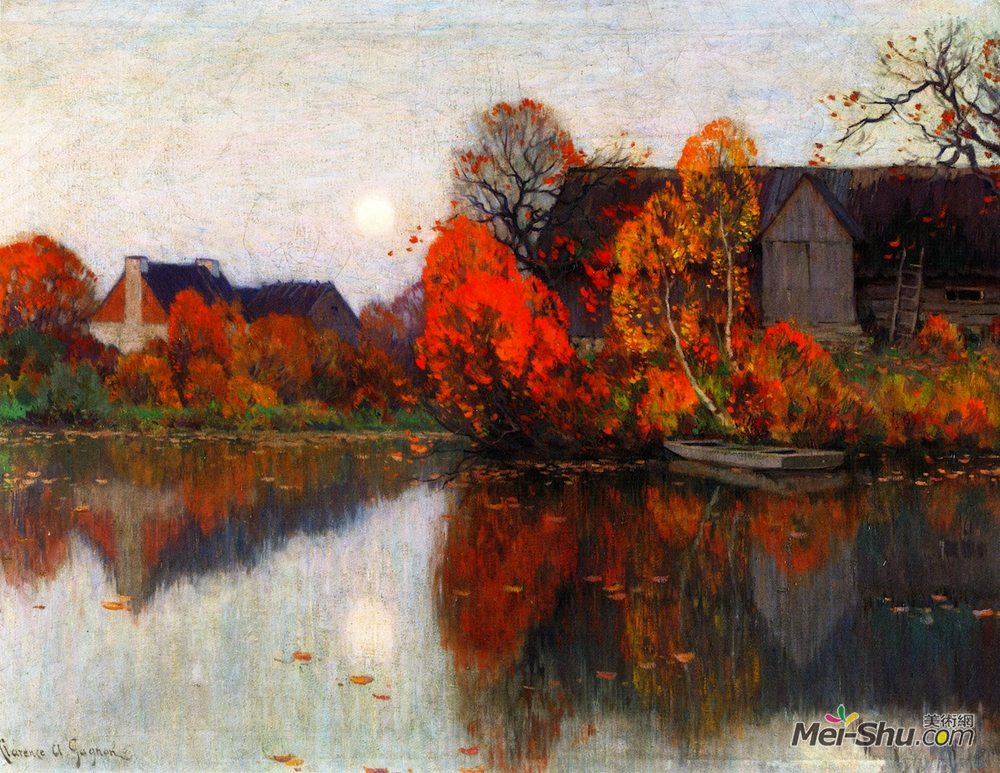 克拉伦斯·加格诺(Clarence Gagnon)高清作品《十月的池塘》