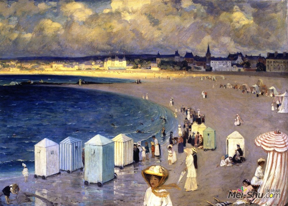 克拉伦斯·加格诺(Clarence Gagnon)高清作品《The Two Beaches, Param&é, Saint-Malo》