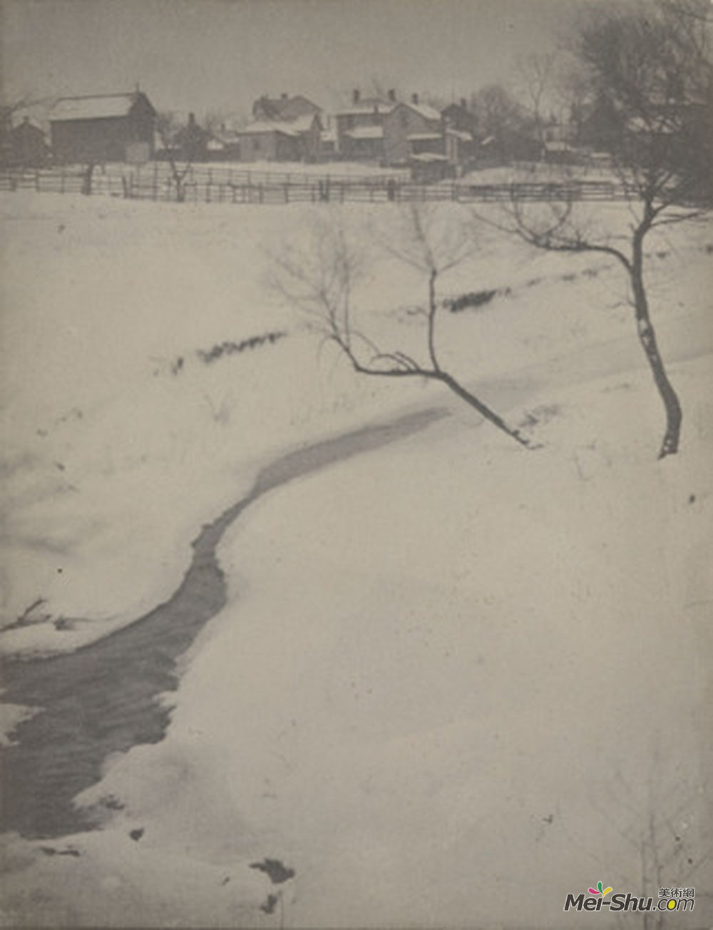 克拉伦斯·怀特(Clarence White)高清作品《冬季景观，纽瓦克，俄亥俄》