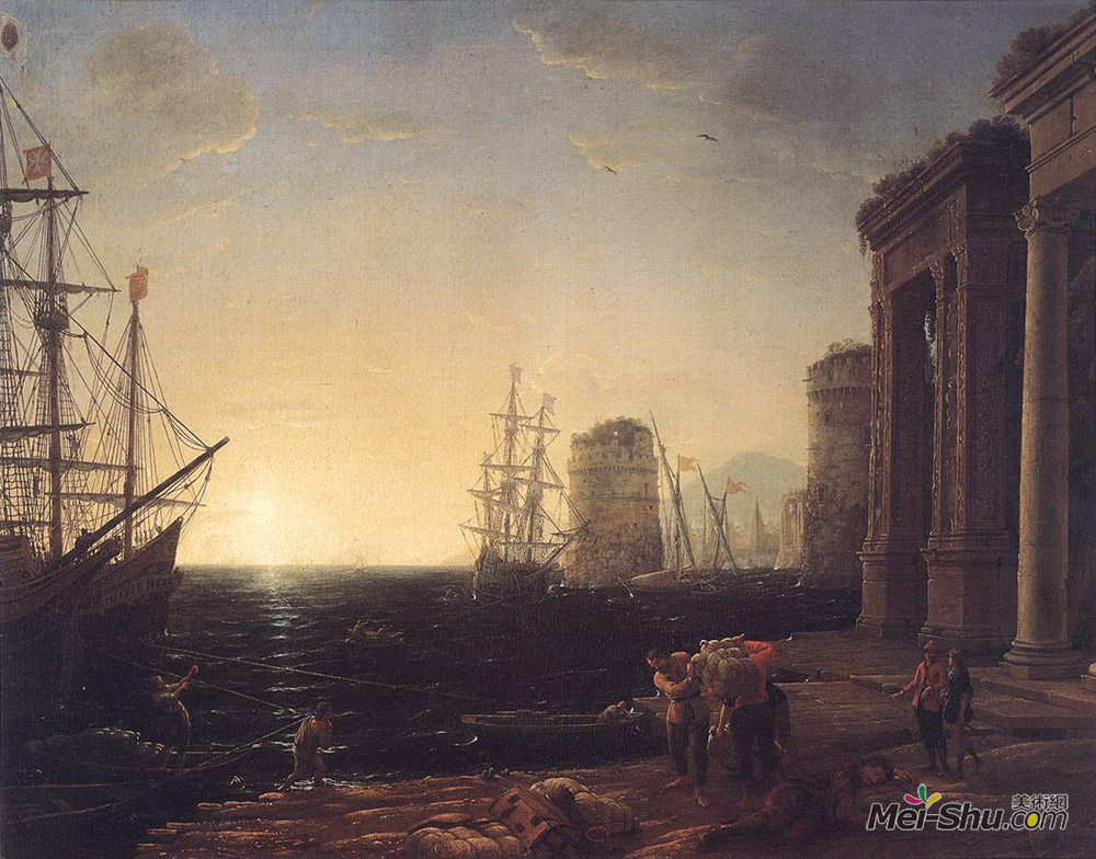 克劳德·洛兰(Claude Lorrain)高清作品《森塞特港景》