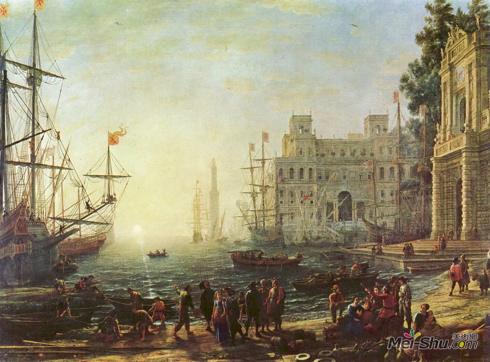 克劳德·洛兰(Claude Lorrain)高清作品《海港别墅》