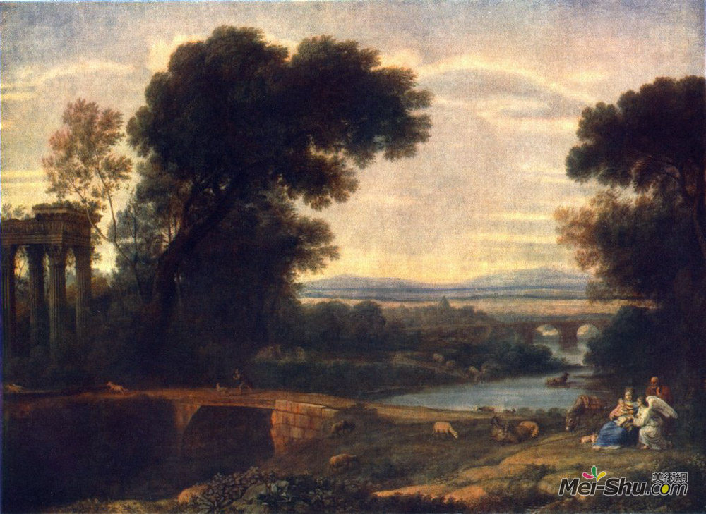 克劳德·洛兰(Claude Lorrain)高清作品《飞往埃及的休息风景》