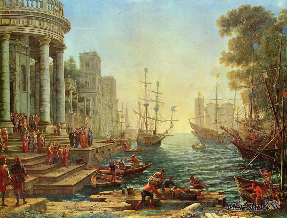 克劳德·洛兰(Claude Lorrain)高清作品《驶入圣厄休拉的海港》
