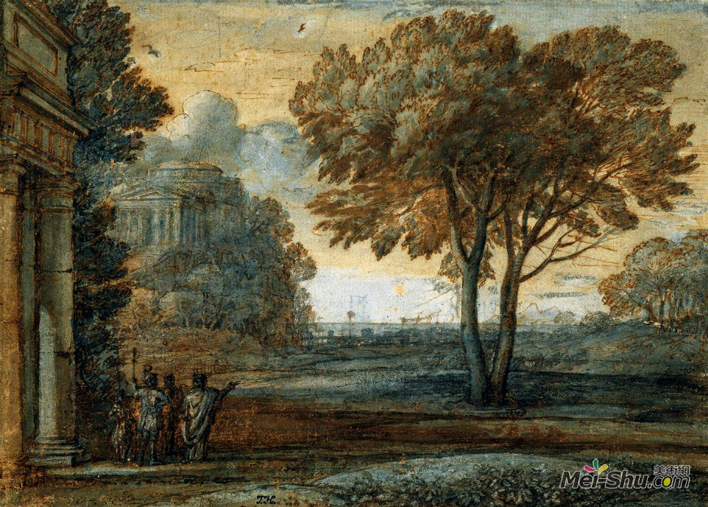 克劳德·洛兰(Claude Lorrain)高清作品《德里奥斯带埃涅阿斯海景》
