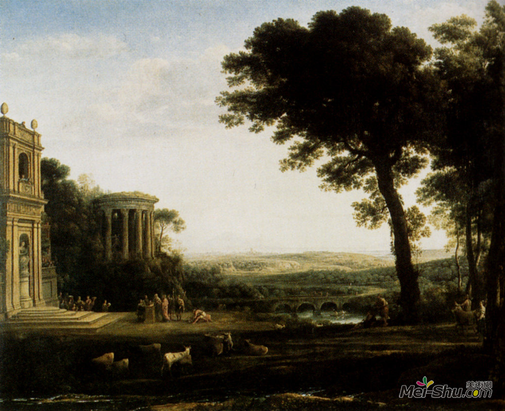 克劳德·洛兰(Claude Lorrain)高清作品《在阿波罗神殿牺牲的普赛克之父》