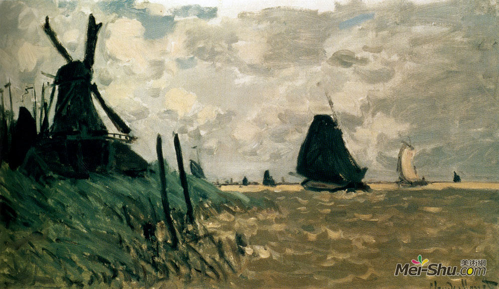 克劳德·莫奈(claude monet)高清作品:a windmill near zaandam