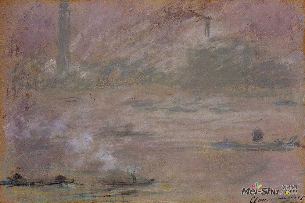 克劳德·莫奈(Claude Monet)高清作品《伦敦泰晤士河上的小船》