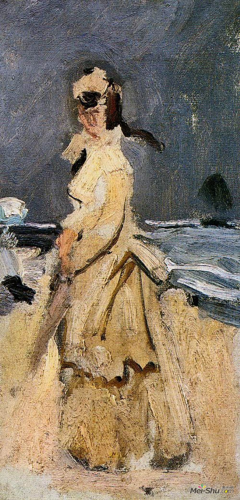 克劳德·莫奈(Claude Monet)高清作品《海滩上的卡米尔》