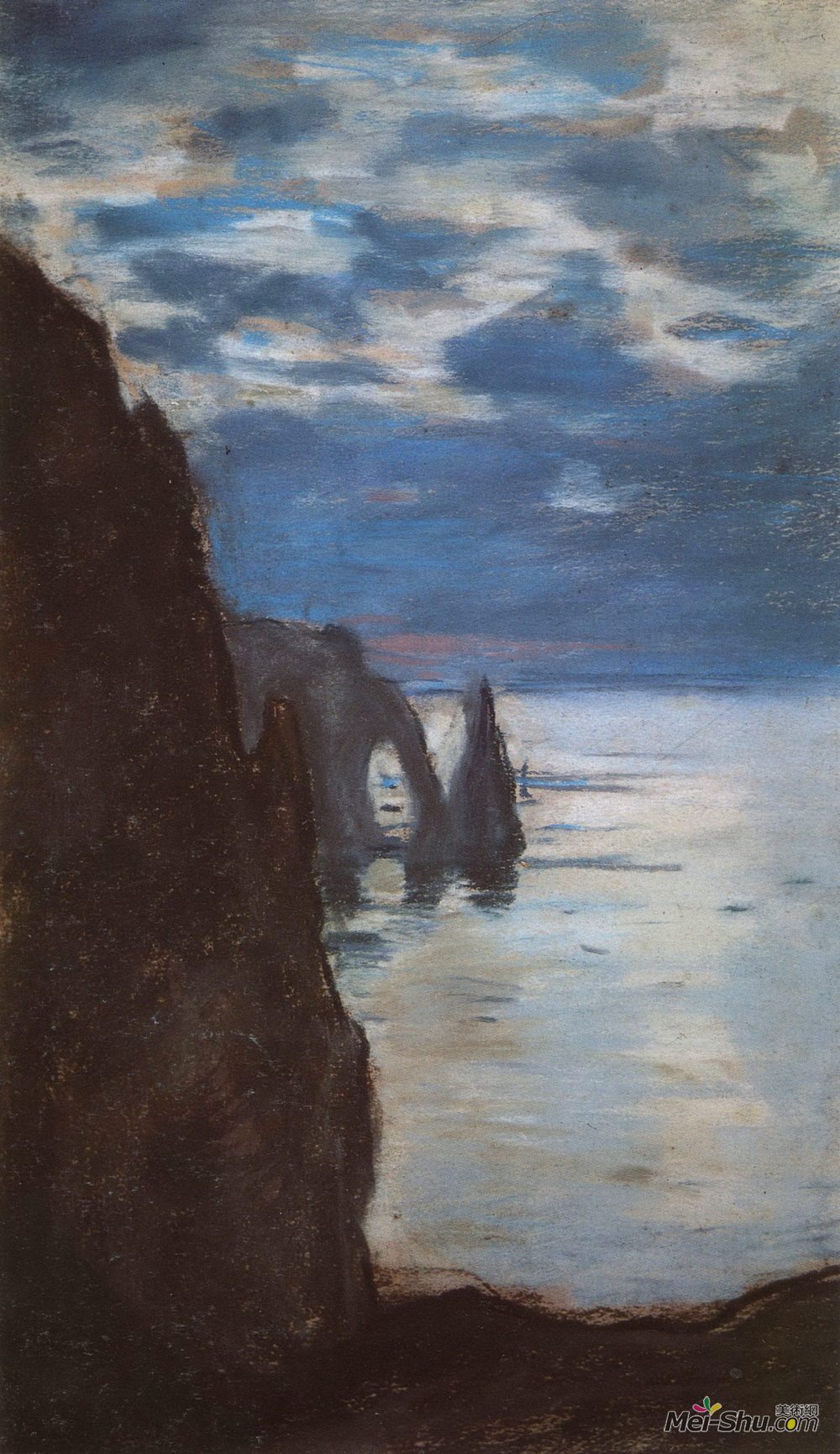 克劳德·莫奈(Claude Monet)高清作品《Etretat, the Needle Rock and Porte d'Aval》