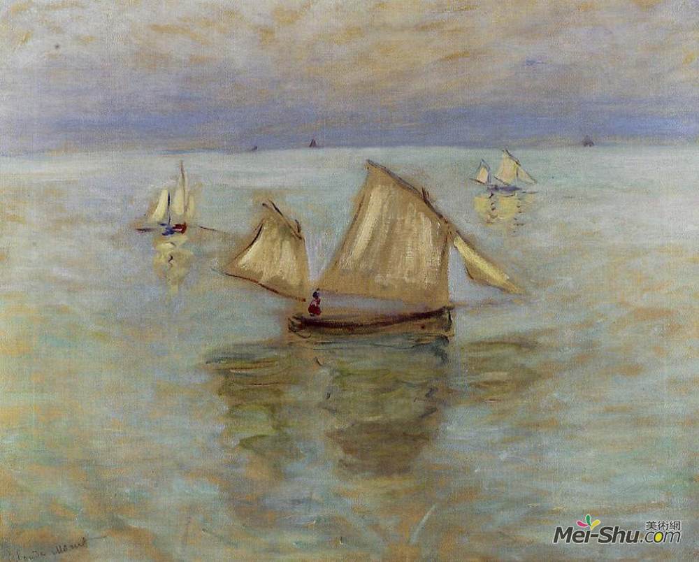 克劳德·莫奈(Claude Monet)高清作品《Fishing Boats at Pourville》