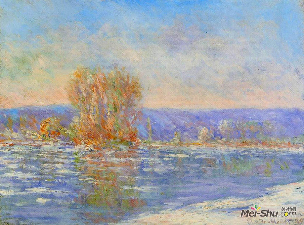 克劳德·莫奈(Claude Monet)高清作品《Floating Ice near Bennecourt》